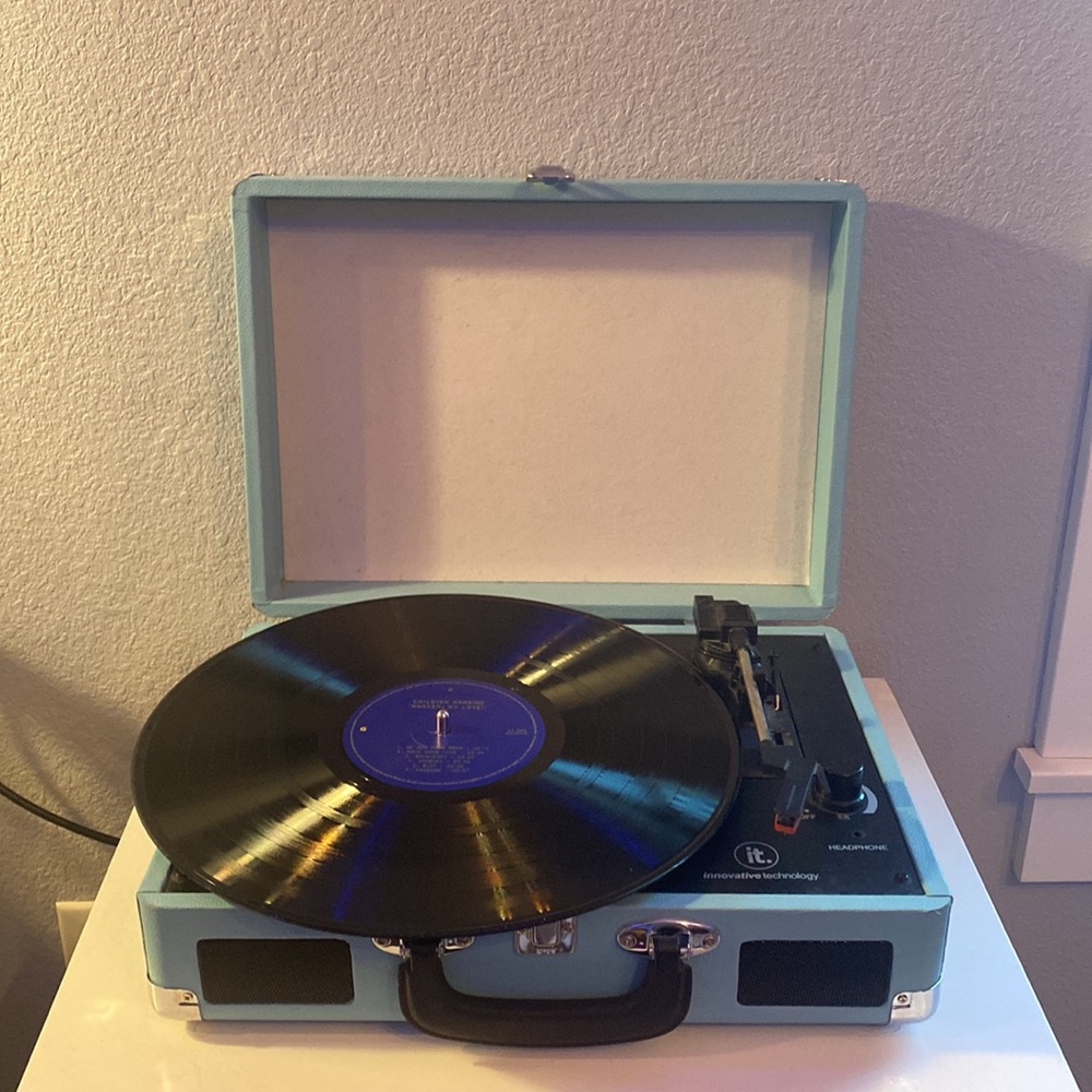 Blue record player, works great